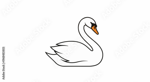 A simplified illustration of a white swan with black outlines on a white background