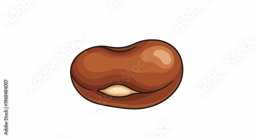 A single, brown, cartoon-style kidney bean with a lighter center