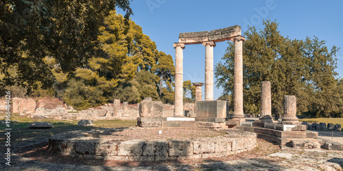 Ancient Circular Sanctuary Columns in Olympia, Greece