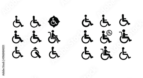 Accessibility symbols depicting people using wheelchairs a distinct silhouette