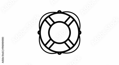 A simple black line drawing of a life preserver ring with ropes