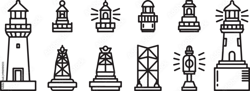 Fototapeta premium A collection of architectural drawings of various building types and styles Vector