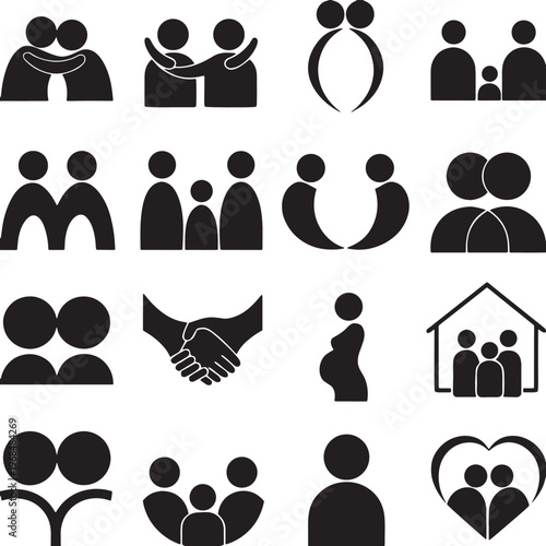 Human Relationships & Family Connection Icon Set