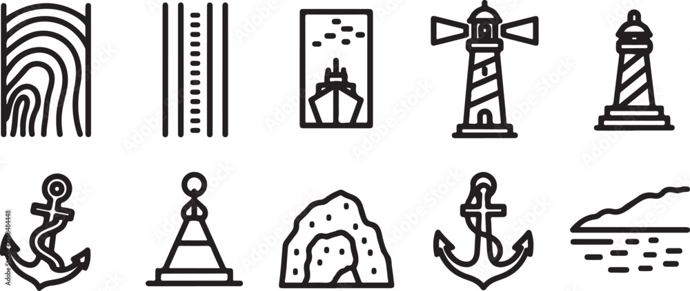 Fototapeta premium Black and white icons representing various themes and concepts Vector