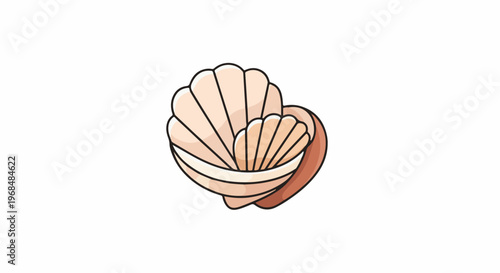 A simple cartoon illustration of two layered seashell halves