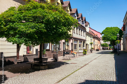 Piastowska ulica is one of main street of city. Pszczyna, Poland.