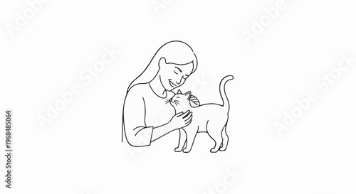 A smiling person gently strokes a contented cat