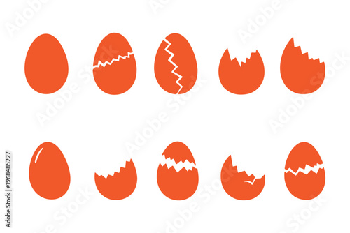 Easter egg icon, vector. Broken Easter egg. Ester eggs shell. Egg shell and egg icon set. Cracked egg vector illustration.