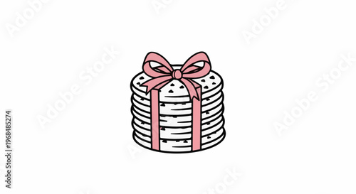 A stack of cookies tied with a pink ribbon and bow