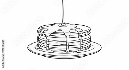 A stack of pancakes dripping with syrup on a plate