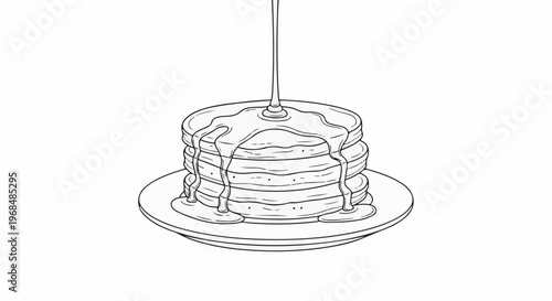 A stack of pancakes with syrup pouring on them