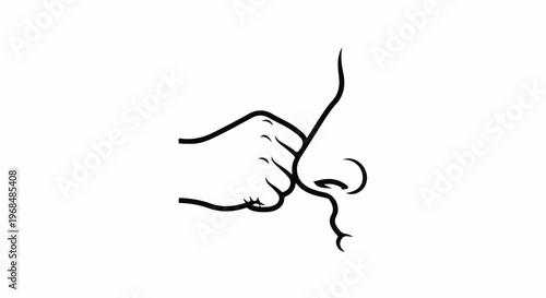 Abstract line art of a hand pinching a nose with a snot drip
