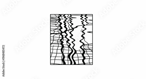 Abstract linear pattern of vertical wavy lines overlaid on a grid