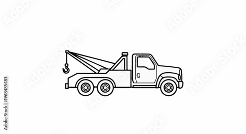 A tow truck with a boom and hook on a white background