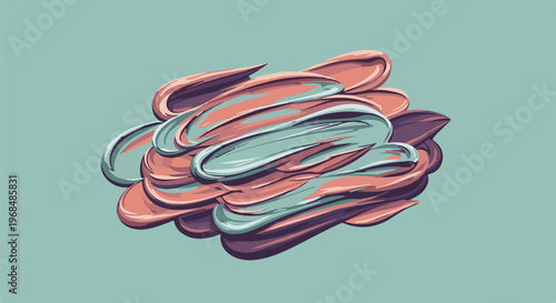 Abstract swirling ribbons of coral, teal, and purple in a pixel art style