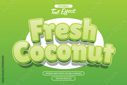 Fresh coconut editable text effect with cartoon text style