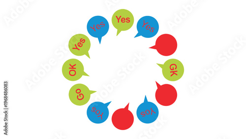 Communication Bubbles: A vibrant array of speech bubbles, each expressing a word, floats against a clean backdrop, creating a captivating visual representation of dialogue and expression.