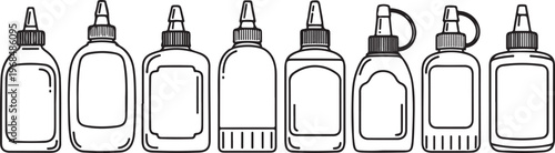 Set of eight stylized shopping bags with varying handle lengths and designs Vector