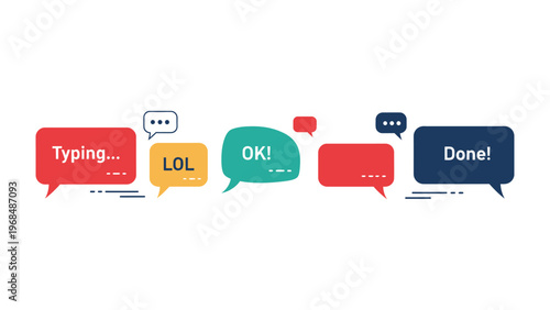 Digital Communication: Dynamic speech bubbles filled with catchy phrases and conversation starters pop up in a visually appealing scene, conveying modern digital conversation.