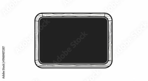 A blank, dark rectangle with a stylized wooden frame