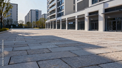 Modern Residential Buildings with Stone Paved Courtyard