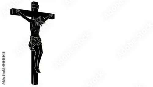 Minimalist Black & White Jesus Crucifixion Silhouette