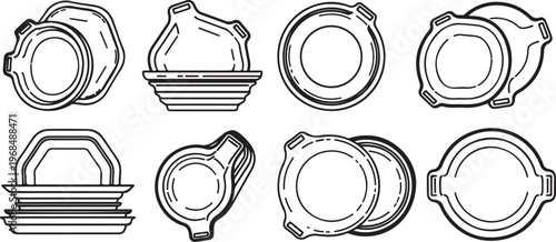 Various mechanical spring designs in black and white line drawings Vector