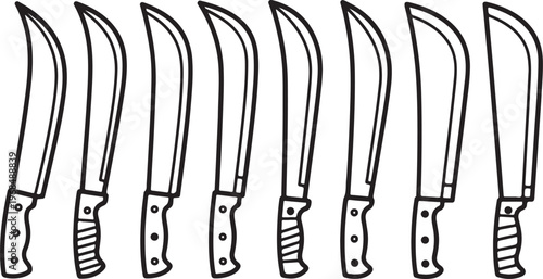 Various screwdrivers lined up in a row for comparison Vector