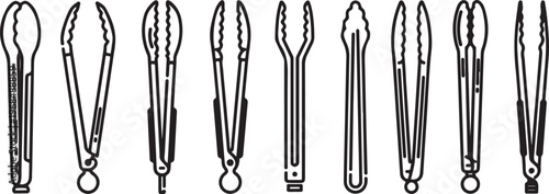A collection of nine different types of screwdrivers arranged in a row Vector