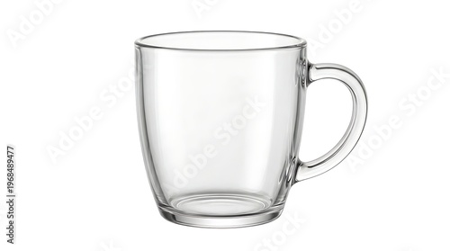 Clear glass mug with handle for hot beverages  tea  coffee