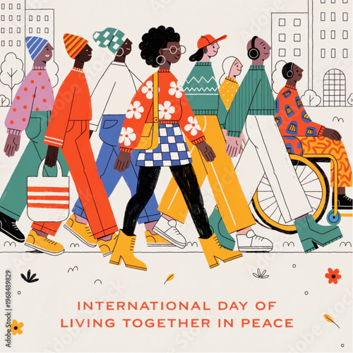 International Day of Living Together in Peace – Unity and Harmony Concept Illustration