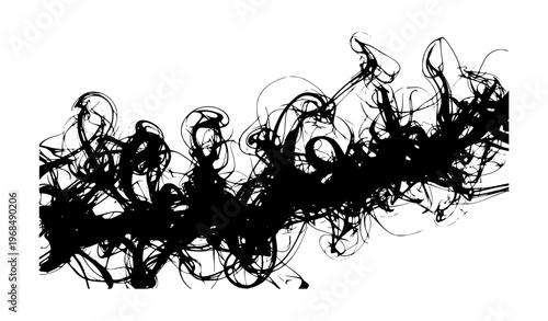 Dark swirling smoke full frame silhouette vector with abstract mysterious atmosphere black and white design