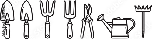 Simple black and white icons of various objects including a chair and a hanger Vector