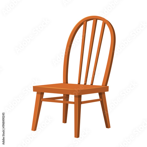 Wooden Dining Chair Cartoon Vector Illustration