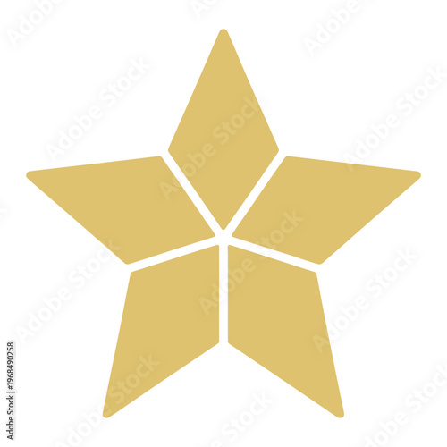 A brightly colored five pointed golden star stands out against a plain white background silhouette