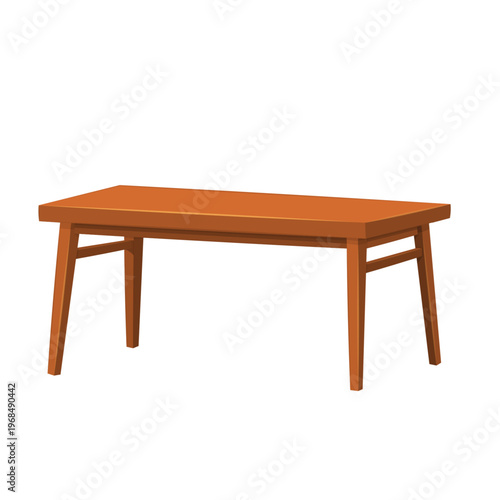 Wooden Dining Table Cartoon Vector Illustration
