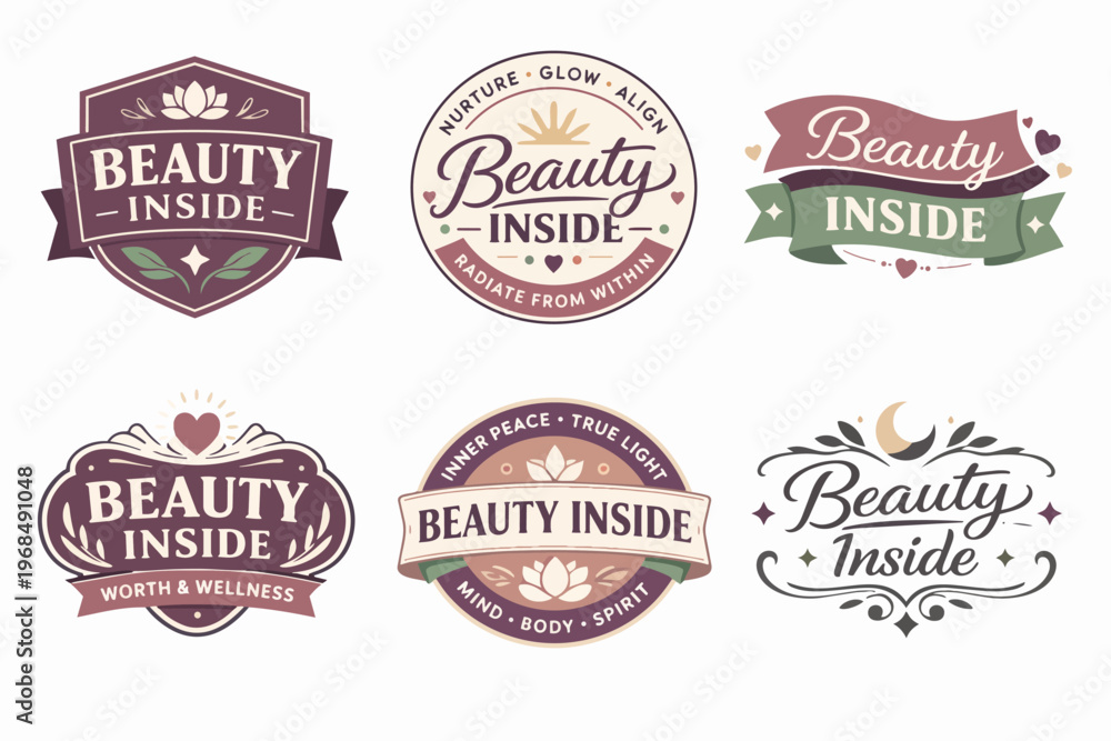 Fototapeta premium Beauty inside logos illustrating holistic health, spiritual nourishment, and personal growth for branding and lifestyle products