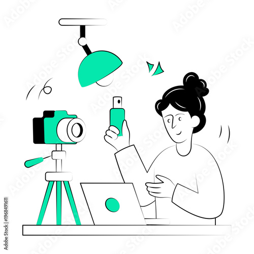 A doodle style illustration showing the creator studio 

