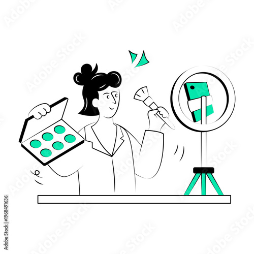 A drawing style illustration representing a beauty influencer 

