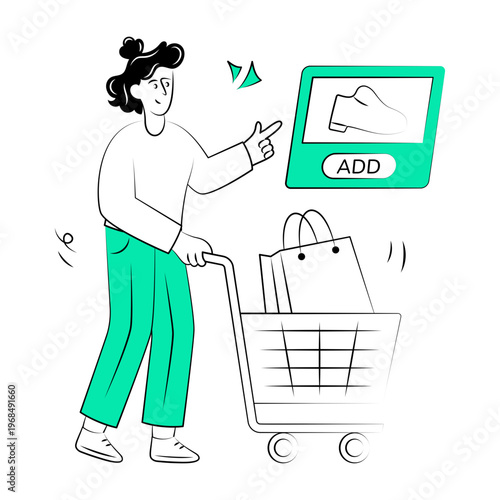 A drawing style illustration of a shopping cart

