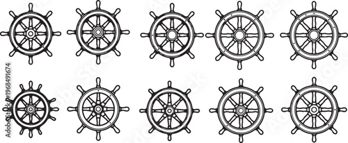 Geometric pattern designs featuring circular and linear symmetry elements Vector