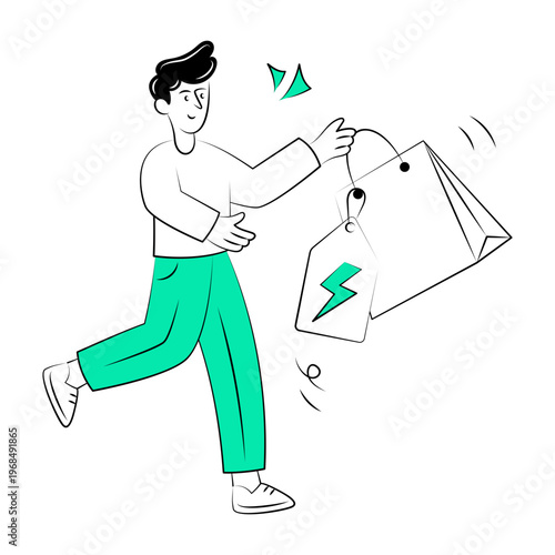 A drawing style illustration representing a flash sale

