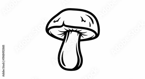 Stylized black outline of a single mushroom on a white background