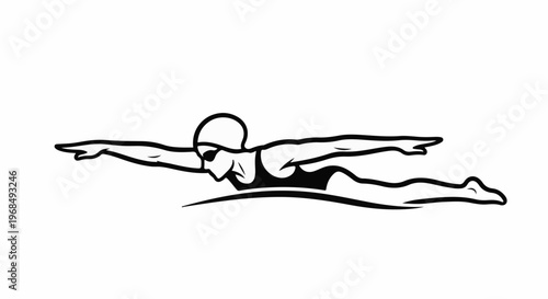 Stylized graphic of a person swimming the butterfly stroke