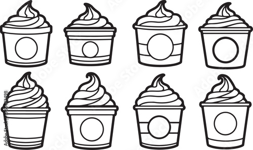 Assorted cylindrical containers with lids and handles Vector