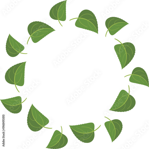 ひまわりの葉っぱ円形フレーム