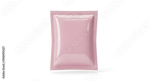 Pink plastic pouch packaging for cosmetics or food isolated on white background
