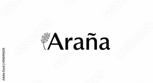 A stylized sprig alongside the word "Araña" in bold, black lettering