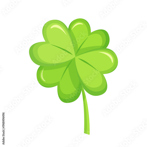 Plant Lucky Four Leaf Clover Cartoon Vector Illustration