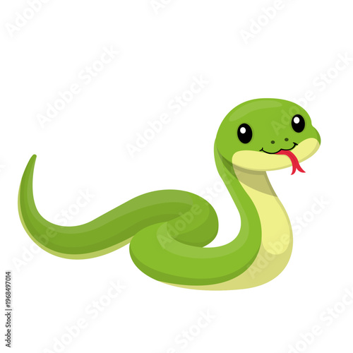 Wild Animal Cute Green Snake Cartoon Vector Illustration